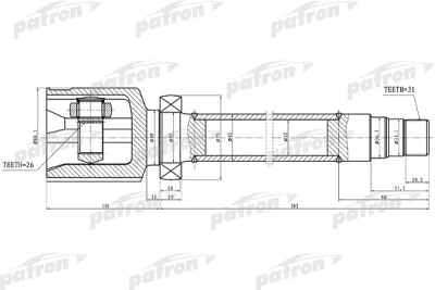 PCV1325 PATRON Шарнирный комплект, приводной вал