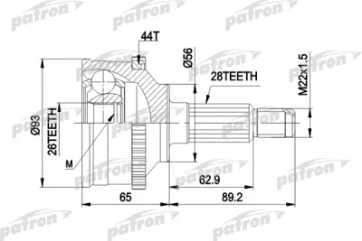 PCV1328 PATRON Шарнирный комплект, приводной вал