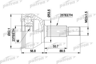 Шарнирный комплект, приводной вал PATRON PCV1354