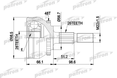 PCV1368 PATRON Шарнирный комплект, приводной вал