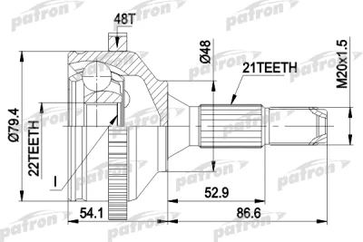 PCV1382 PATRON Шарнирный комплект, приводной вал