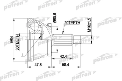 PCV1403 PATRON Шарнирный комплект, приводной вал