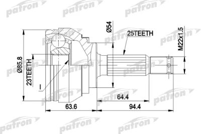 Шарнирный комплект, приводной вал PATRON PCV1404