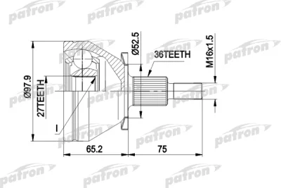 Шарнирный комплект, приводной вал PATRON PCV1428