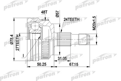 Шарнирный комплект, приводной вал PATRON PCV1434