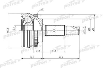 Шарнирный комплект, приводной вал PATRON PCV1450