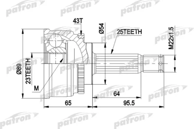 PCV1491 PATRON Шарнирный комплект, приводной вал