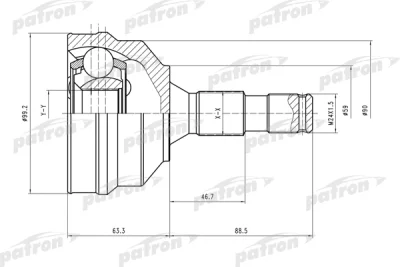 PCV1496 PATRON Шарнирный комплект, приводной вал