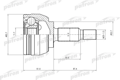 Шарнирный комплект, приводной вал PATRON PCV1519
