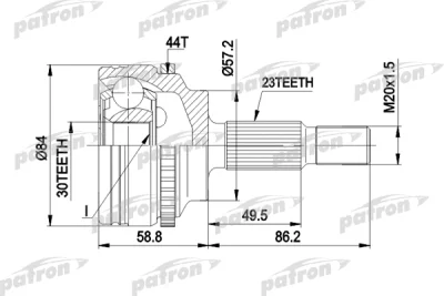 PCV1542 PATRON Шарнирный комплект, приводной вал