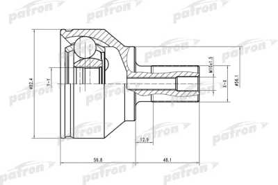 PCV1563 PATRON Шарнирный комплект, приводной вал