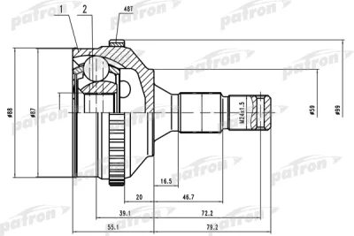 PCV1569 PATRON Шарнирный комплект, приводной вал