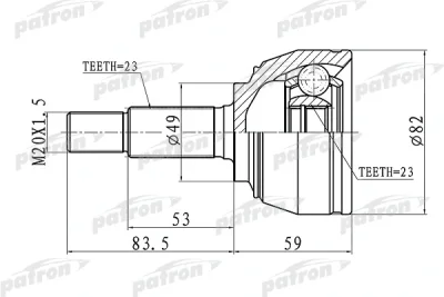 Шарнирный комплект, приводной вал PATRON PCV1667