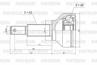 Шарнирный комплект, приводной вал PATRON PCV2179