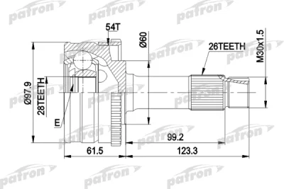 PCV2461 PATRON Шарнирный комплект, приводной вал