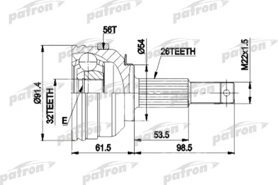 Шарнирный комплект, приводной вал PATRON PCV9529