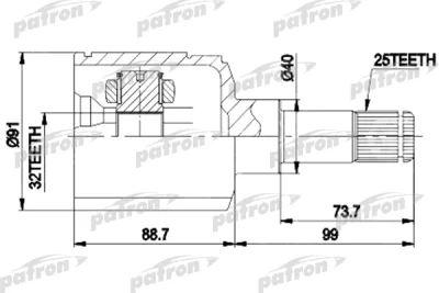 Шарнирный комплект, приводной вал PATRON PCV9538
