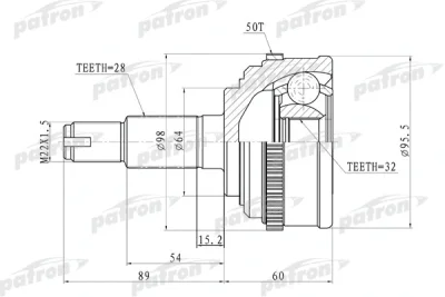 Шарнирный комплект, приводной вал PATRON PCV9574