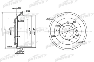 PDR1112 PATRON Тормозной барабан