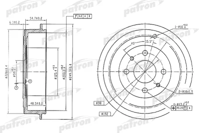 PDR1225 PATRON Тормозной барабан