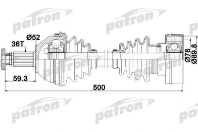 Приводной вал PATRON PDS0206