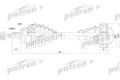 Приводной вал PATRON PDS0255