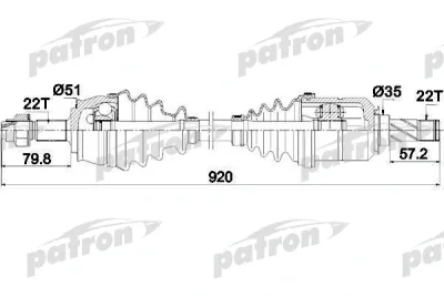 Приводной вал PATRON PDS0284