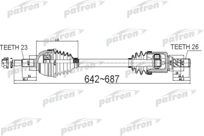Приводной вал PATRON PDS0524