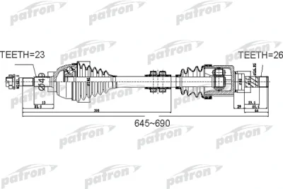 Приводной вал PATRON PDS0526