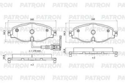 PBP1307 PATRON Комплект тормозных колодок, дисковый тормоз