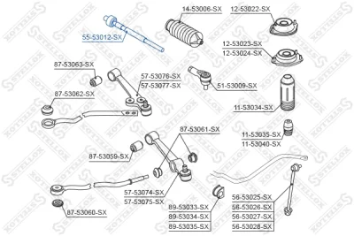 55-53012-SX STELLOX Осевой шарнир, рулевая тяга