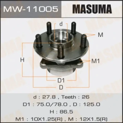 Комплект подшипника ступицы колеса MASUMA MW-11005