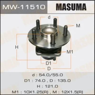 Комплект подшипника ступицы колеса MASUMA MW-11510