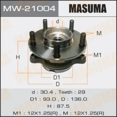 MW-21004 MASUMA Комплект подшипника ступицы колеса