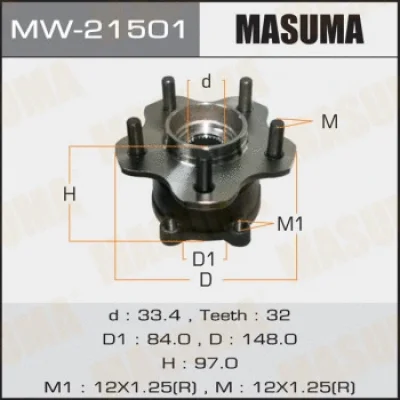 Комплект подшипника ступицы колеса MASUMA MW-21501