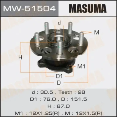 Комплект подшипника ступицы колеса MASUMA MW-51504