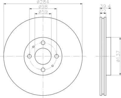 8DD 355 102-521 BEHR/HELLA/PAGID Тормозной диск