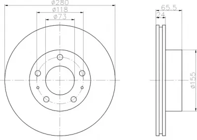 8DD 355 104-401 BEHR/HELLA/PAGID Тормозной диск