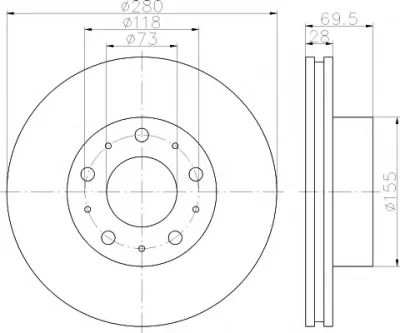 8DD 355 113-691 BEHR/HELLA/PAGID Тормозной диск