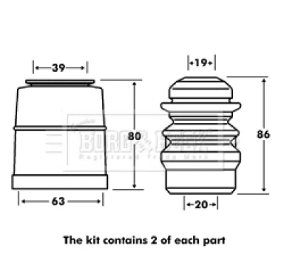 BPK7074 BORG & BECK Пылезащитный комплект, амортизатор