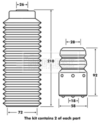 BPK7098 BORG & BECK Пылезащитный комплект, амортизатор