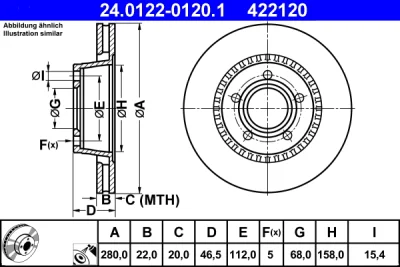 24.0122-0120.1 ATE Тормозной диск
