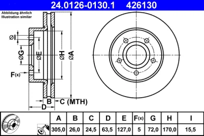 24.0126-0130.1 ATE Тормозной диск