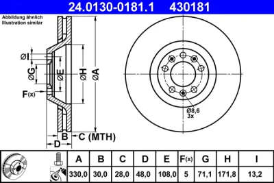 Тормозной диск ATE 24.0130-0181.1