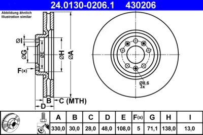 24.0130-0206.1 ATE Тормозной диск