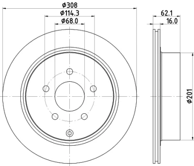 54493 BEHR/HELLA/PAGID Тормозной диск