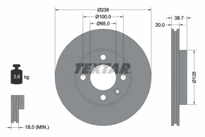 Тормозной диск TEXTAR 92012103