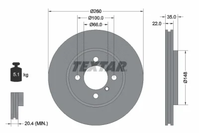 Тормозной диск TEXTAR 92026503