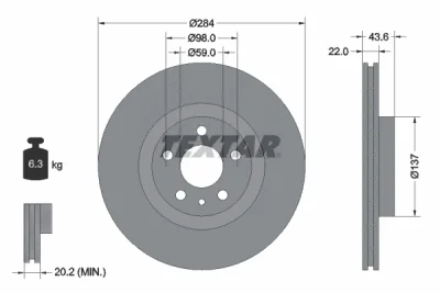 Тормозной диск TEXTAR 92046800