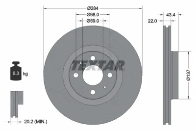 Тормозной диск TEXTAR 92053500